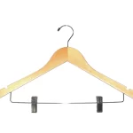 Ganchos De Madera Color Natural Con Pinzas Para Ropa 25 Pzas