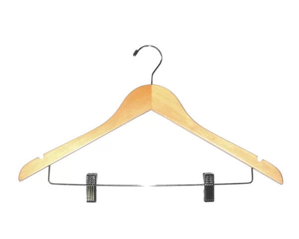 Ganchos De Madera Color Natural Con Pinzas Para Ropa 25 Pzas