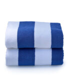 Toalla de Alberca Listada Azul Con Blanco 100% Algodón, 200 x 100 cm, 8 piezas