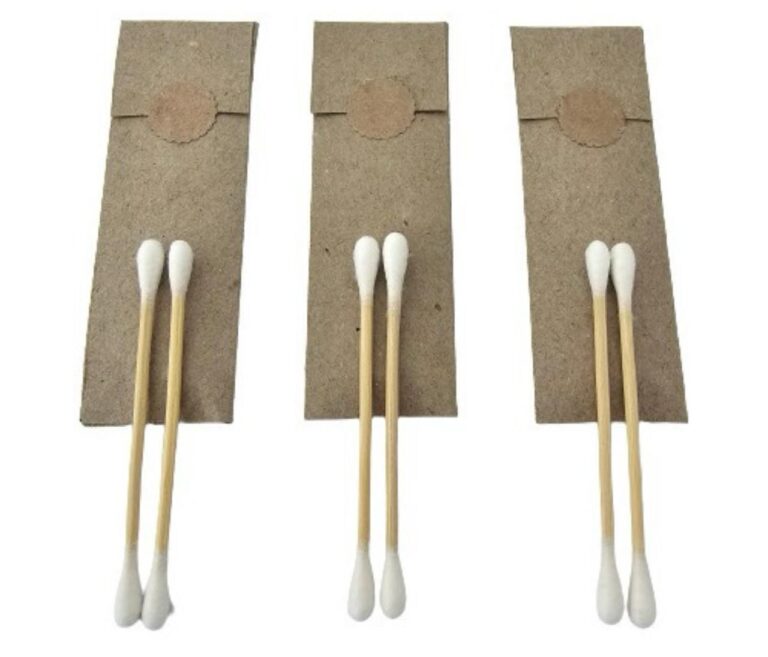 Higiene y cuidado personal en presentación ecológica. Cotonetes de algodón 100% puro, empaquetados individualmente (2 piezas por paquete). Perfectos para hoteles, spas, hospitales y kits de bienvenida.